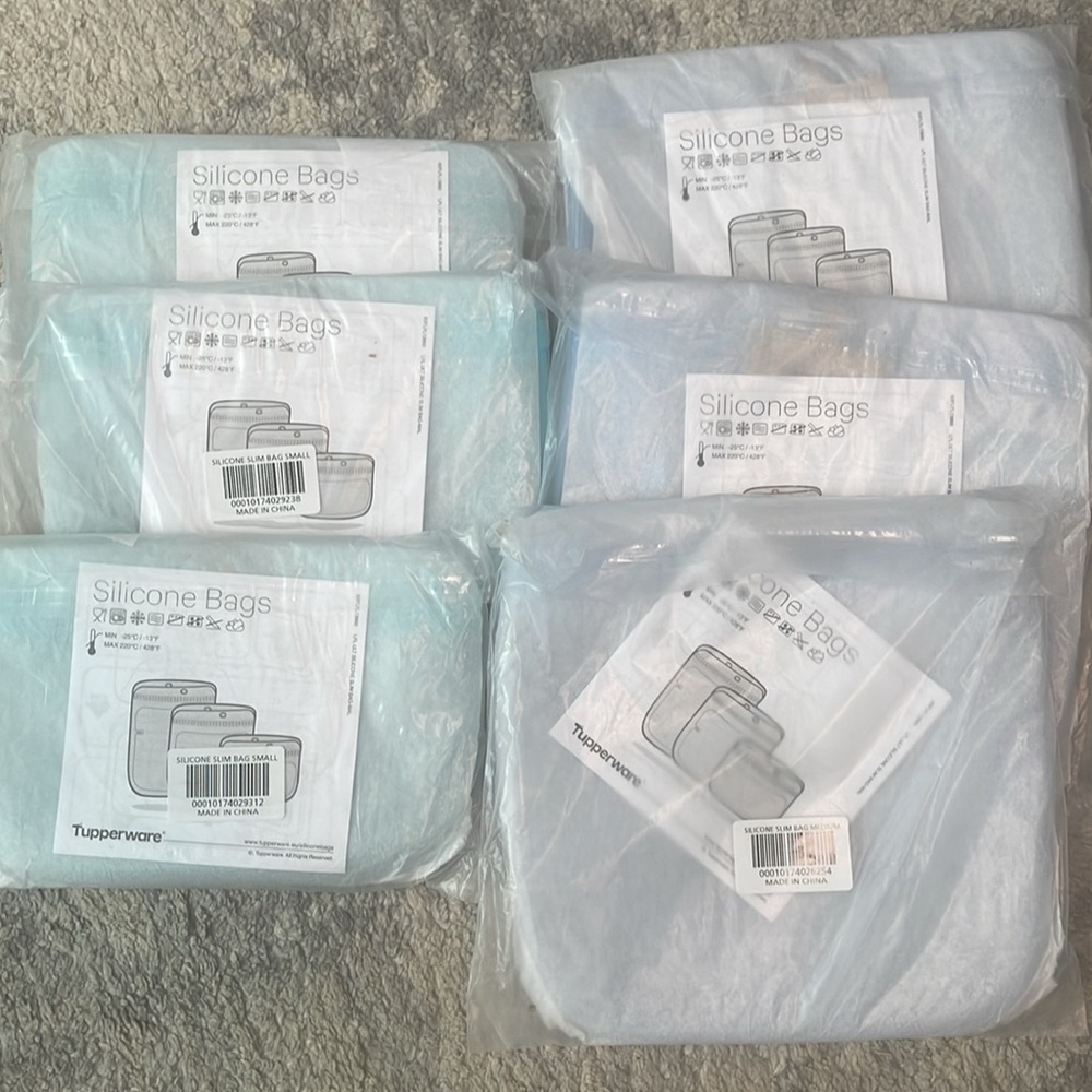 6 pc TUPPERWARE Ultimate Silicone Slim Bag  NEW